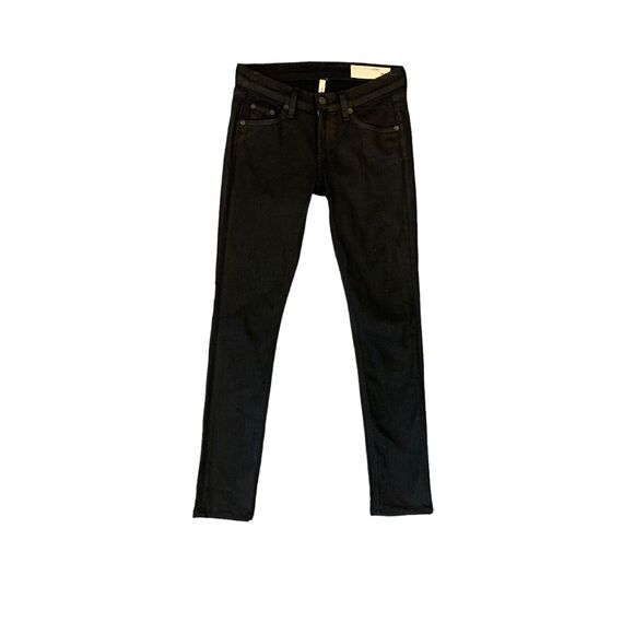 Rag & Bone Jeans Womens 25 Coated Black Stretch Denim Skinny Ankle Cotton Blend - Picture 1 of 11